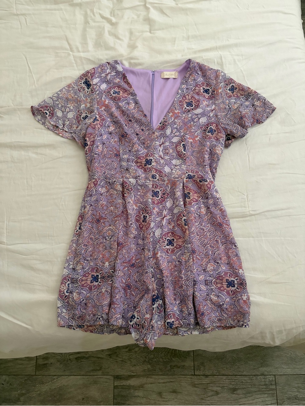 Altar’d State Lavender Floral Mini Romper Size Small
